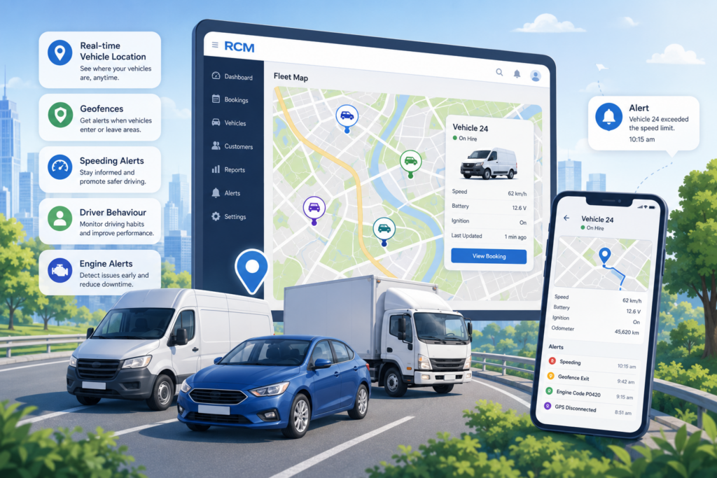 RCM connects GPS information with the vehicle and its associated booking.